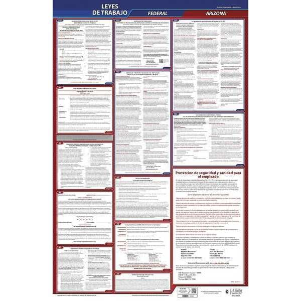 Jj Keller Labor Law Poster, Fed/STA, AZ, SP, 26inH, 3yr - 400-AZ-3