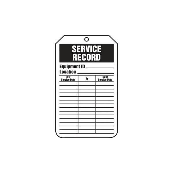 Accuform Safety Tags, SERVICE RECORD, 8.5inx 3.875in, RP-Plastic, 25PK - TRS329PTP