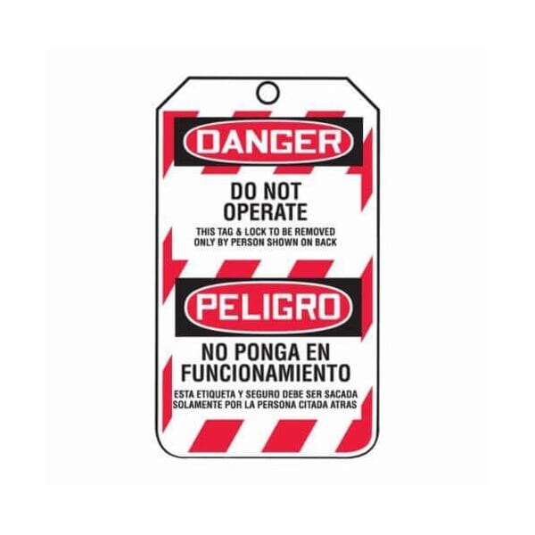 Accuform Safety Tags, DANGER DO NOT OPERATE Bilingual Spanish, 5.75in x 3.25in, RP-Plastic, 25PK - TSP101PTP