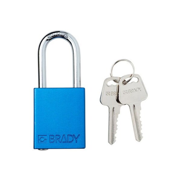 Brady Brady Safety Lockout Padlock, Keyed Different, 1-1/2in, Aluminum/Steel, Blue - SDAL-BLU-38ST-KD