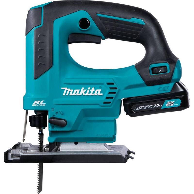 Kit de sierra de calar inalámbrica Makita 12V máx CXT de iones de litio sin escobillas con asa superior (2.0Ah) - VJ06R1J