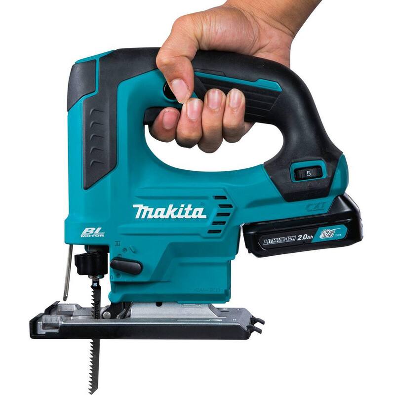 Kit de sierra de calar inalámbrica Makita 12V máx CXT de iones de litio sin escobillas con asa superior (2.0Ah) - VJ06R1J