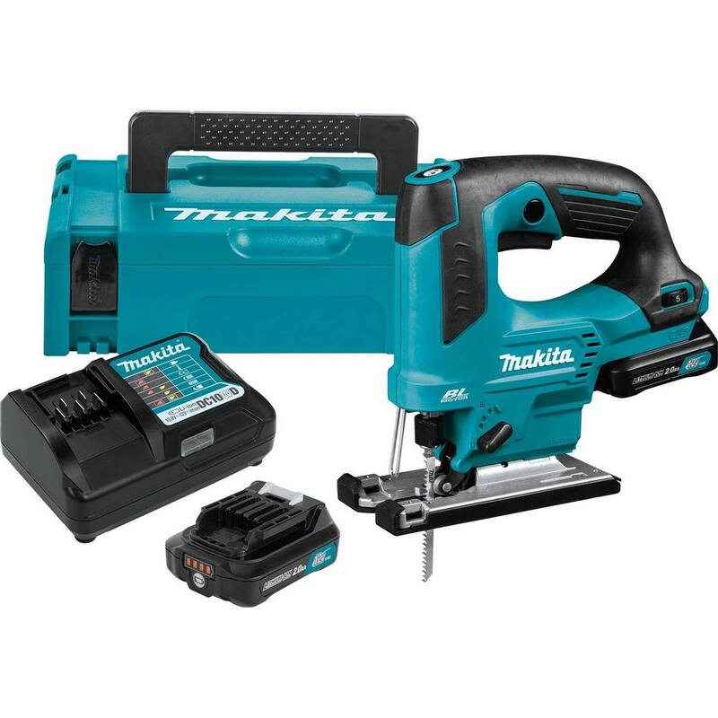 Kit de sierra de calar inalámbrica Makita 12V máx CXT de iones de litio sin escobillas con asa superior (2.0Ah) - VJ06R1J