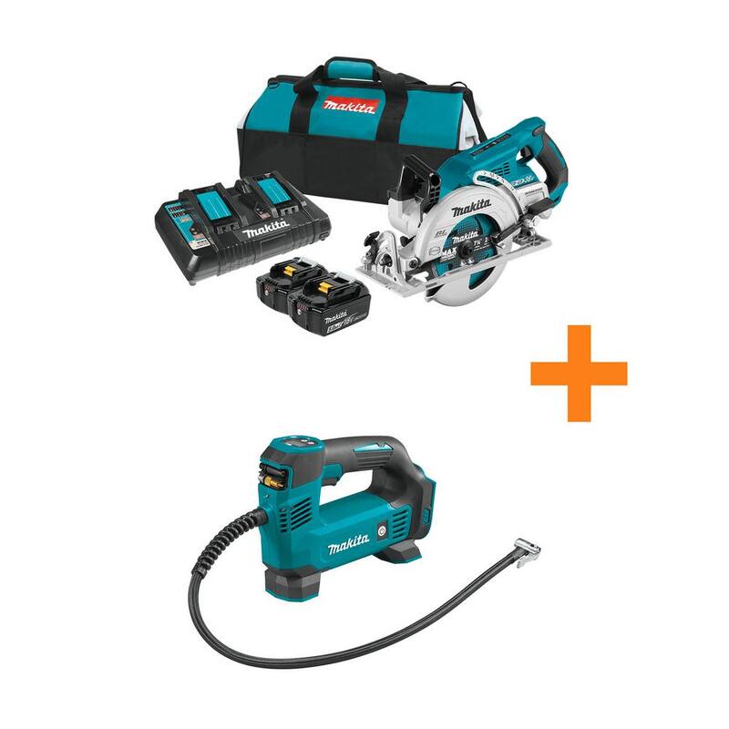 Makita 18V X2 LXT 5.0Ah (36V) Sierra Circular Inalámbrica con Asa Trasera sin Escobillas de 7-1/4 pulg. con Baterías y Cargador - XSR01PTDMP180ZX