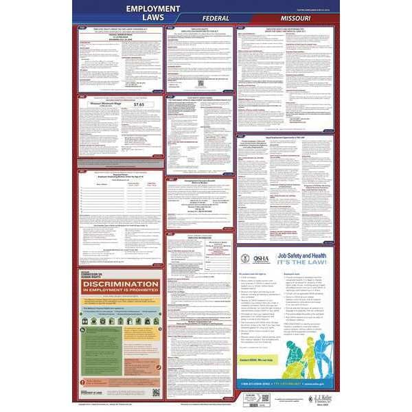 Jj Keller LaborLaw Poster, Fed/STA, MO, ENG, 26inH, 1yr - 300-MO-1