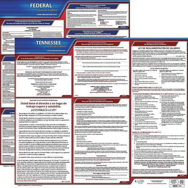 Jj Keller Labor Law Poster, Fed/STA, TN, SP, 20inH, 1yr - 200-TN-1