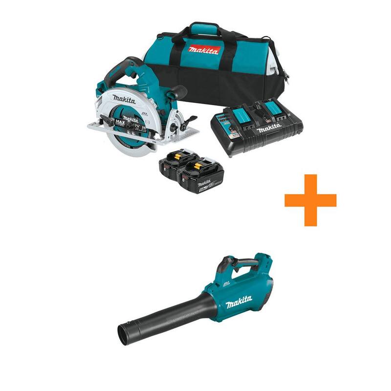 Kit de sierra circular sin escobillas Makita 18V X2 LXT (36V) de 7-1/4 in. con batería de 5.0Ah y 116 MPH 459 CFM 18V LXT Brushless Blower - XSH06PT-XBU03Z