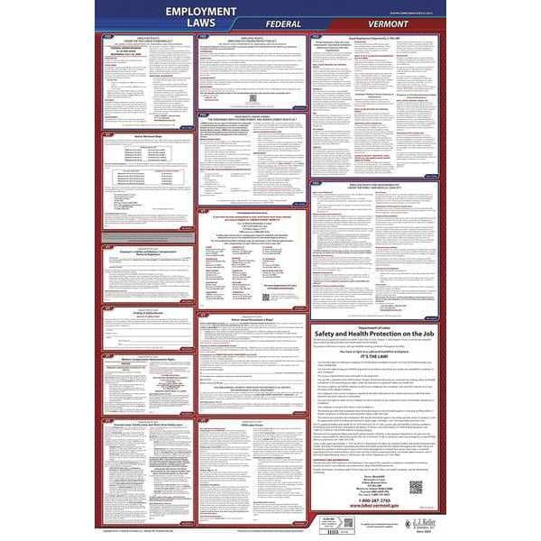 Jj Keller LaborLaw Poster, Fed/STA, VT, ENG, 40Wx26inH - 300-VT