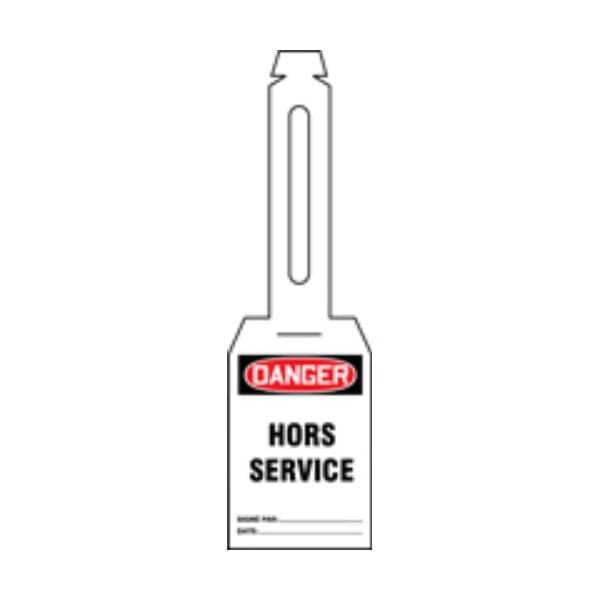 Accuform French Loop 'N Strap Tags, DANGER OUT OF SERVICE, 5.75in x 3.25in, Plastic, 25PK - TAL356
