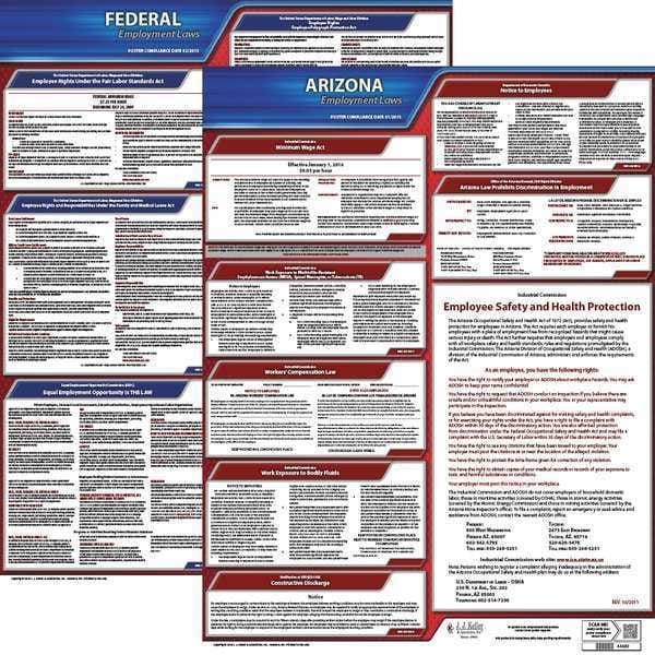 Jj Keller Labor Law Poster Kit, AZ, English, 19 In. W - 100-AZ-K