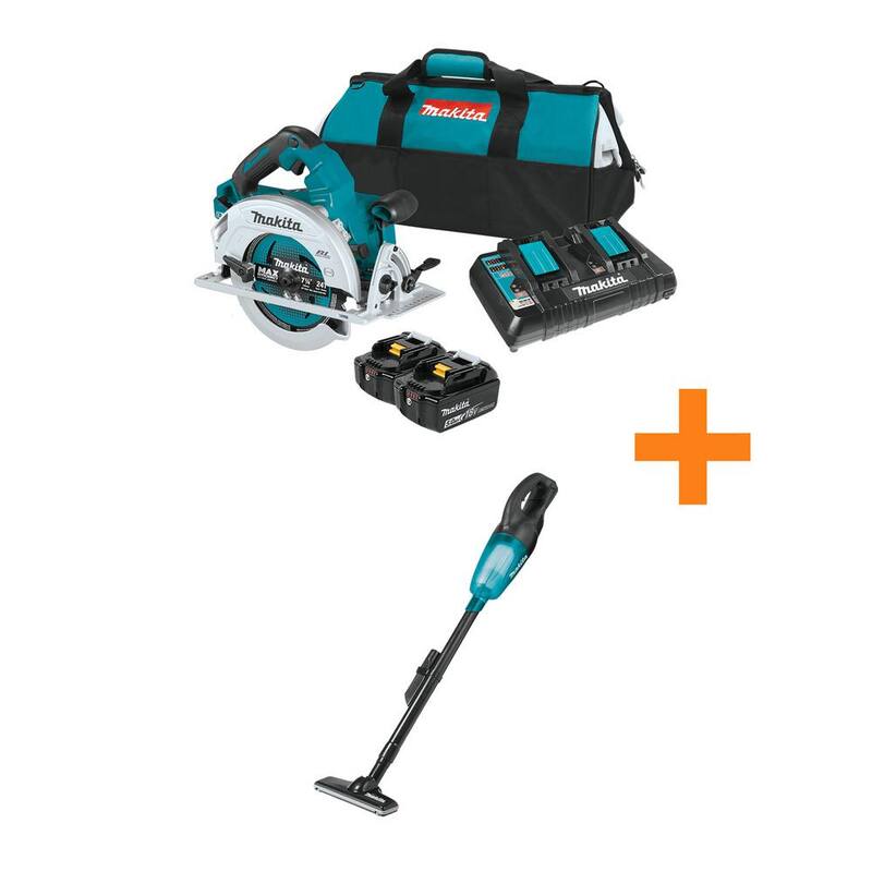 Si la traducción no describe la marca del producto, el título sería: Kit de sierra circular sin escobillas Makita 18V X2 LXT (36V) de 7-1/4 pulgadas con batería 5.0Ah y aspiradora de mano de iones de litio 18V LXT - XSH06PT-XLC02ZB