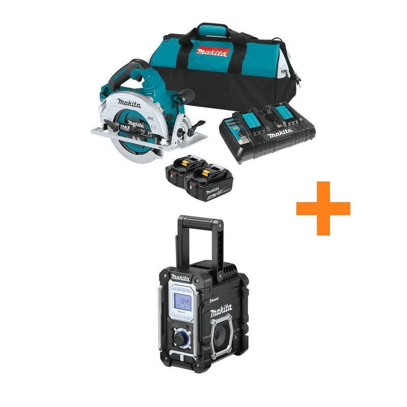 Kit de sierra circular sin escobillas Makita 18V X2 LXT de litio-ion (36V) de 7-1/4 pulgadas 5.0Ah con radio de trabajo Bluetooth 18V LXT - XSH06PT-XRM06B