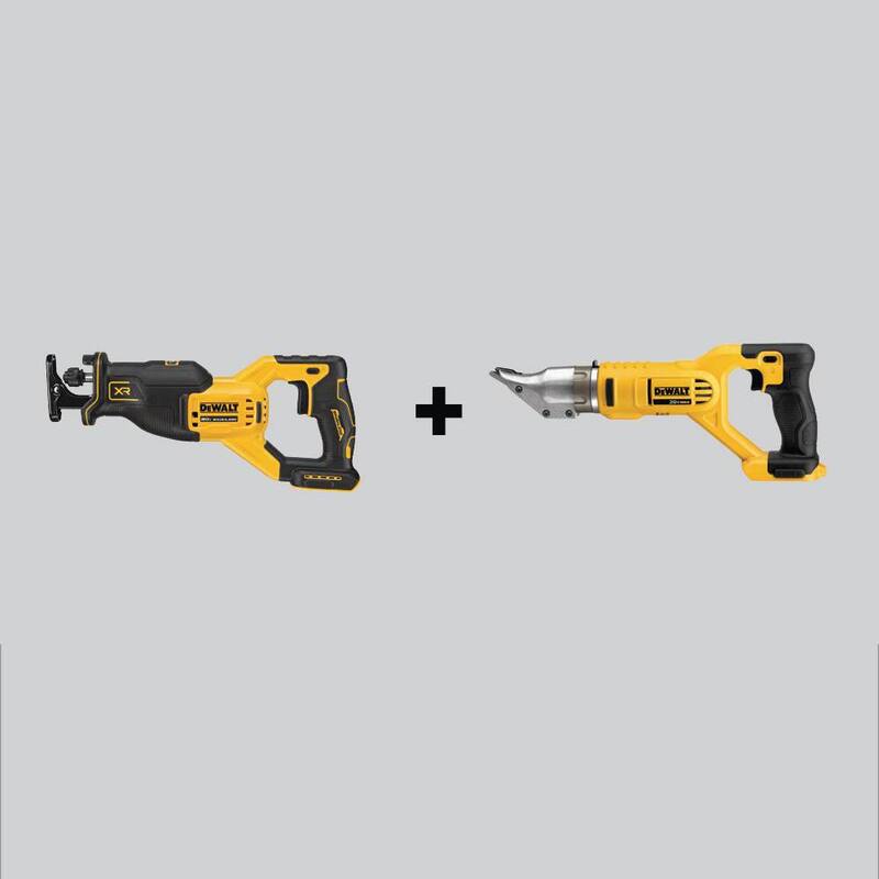 Sierra de vaivén sin escobillas inalámbrica DEWALT 20V MAX XR y tijeras de cabezal giratorio de 18 calibres inalámbricas DEWALT 20V MAX (solo herramientas) - DCS382BWDCS491B