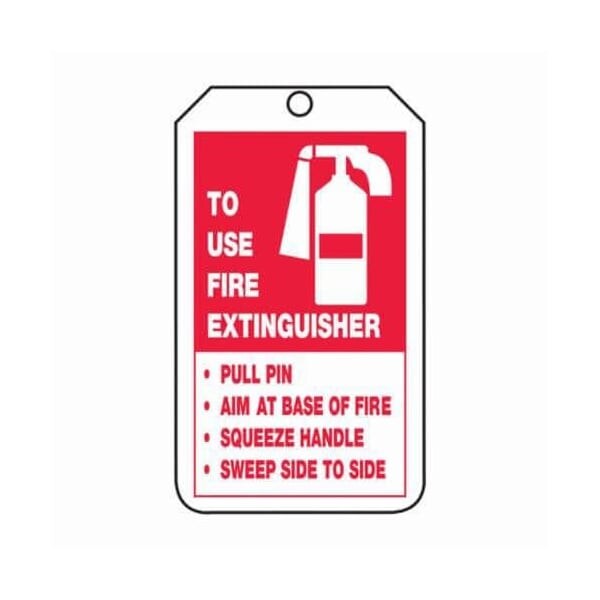 Accuform Safety Tags, TO USE A FIRE EXTINGUISHER, 5.75in x 3.25in, PF-Cardstock, 25PK - TRS218CTP