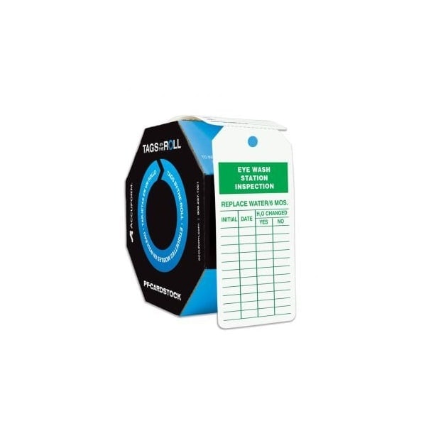 Accuform Tags By-The-Roll, Eye Wash Station Inspection, PF-Cardstock, 100/Rl - TAR709