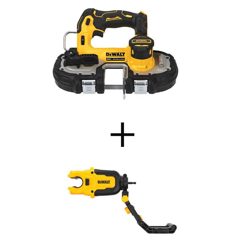 DEWALT ATOMIC 20V MAX Sierra de Cinta Compacta Sin Escobillas Inalámbrica de 1-3/4 pulg. (Herramienta solamente) y Accesorio para Cortar Tubos de Cobre IMPACT CONNECT - DCS377BWACPRIR