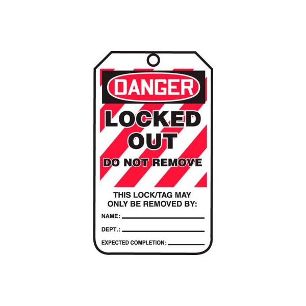 Accuform Accuform Lockout Tag, Danger Locked Out Do Not Remove Tag, PF-Cardstock, 25/Pack - MLT418CTP