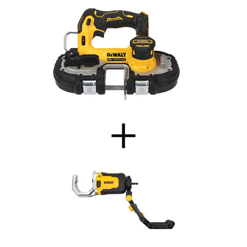DEWALT ATOMIC 20V MAX Sierra de cinta compacta inalámbrica sin escobillas de 1-3/4 pulgadas (solo herramienta) y accesorio cortador de tubos de PVC/PEX para Impact Connect - DCS377BWWAPVCIR