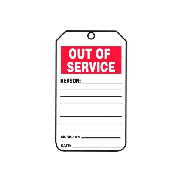 Accuform Accuform Out Of Service Tag, PF-Cardstock, 25/Pack - TRS243PTP