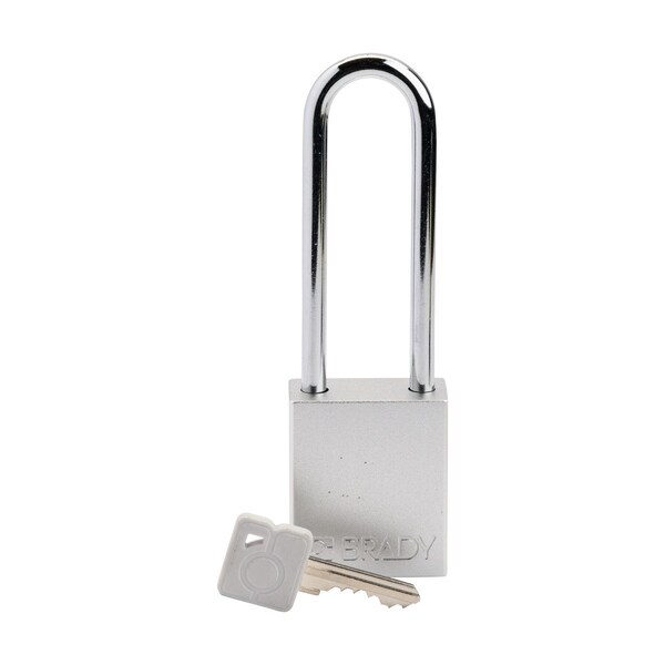 Brady Standard Key Retaining Lockout Aluminum Padlock 3 in Steel Shackle KD White - SDAL-WHT-76ST-KD
