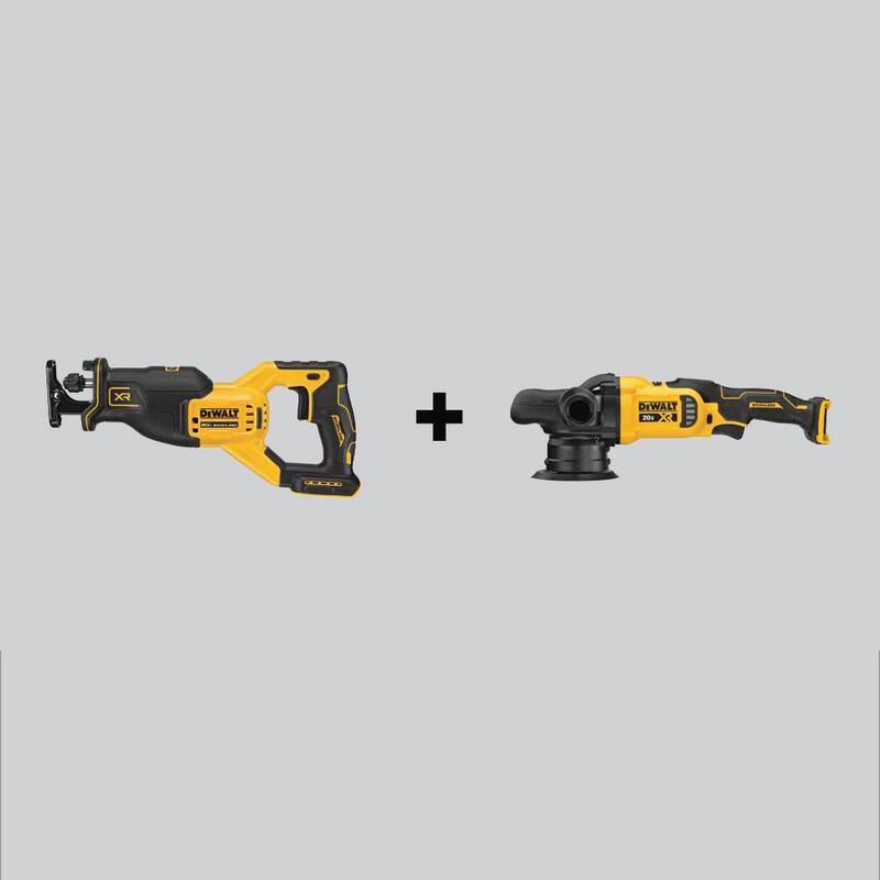Si no traduzcas la marca del producto: Sierra de sable inalámbrica sin escobillas DEWALT 20V MAX XR y pulidora orbital aleatoria de velocidad variable de 5 pulgadas sin escobillas (solo herramientas) - DCS382BWDCM848B