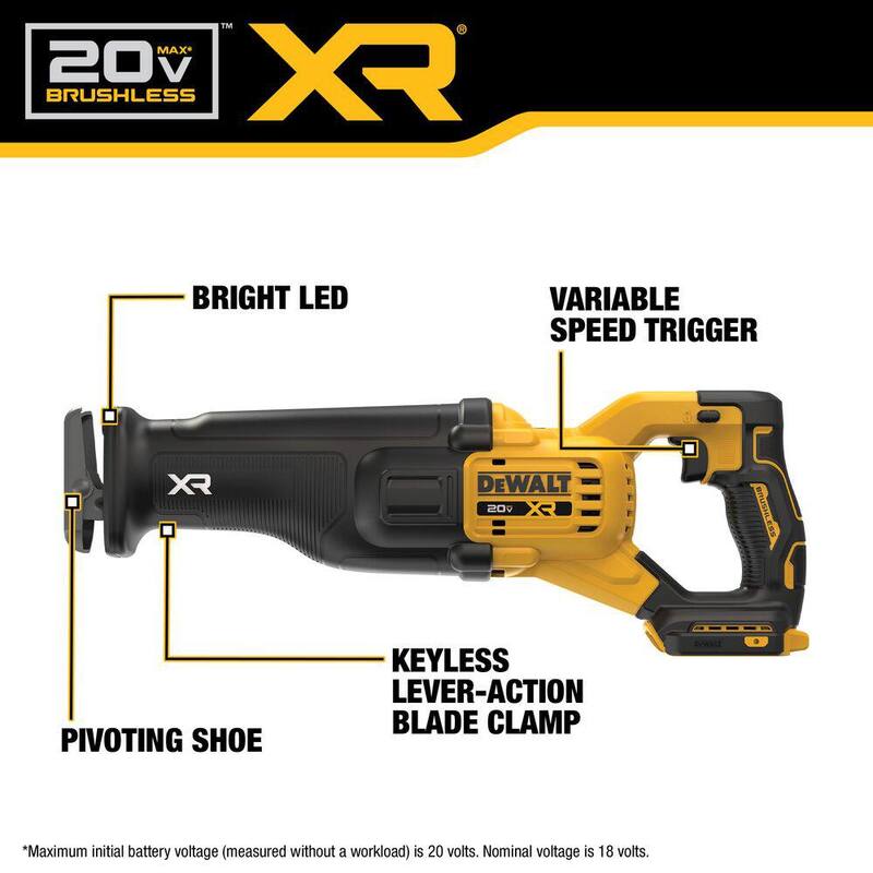 Sierra de sable DEWALT 20V XR con batería de iones de litio de 20V Max XR 8.0 Ah - DCS384BWDCB2108