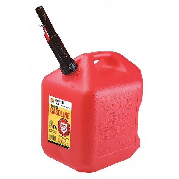 Midwest Can Gas Can, HDPE, 5 gal, Red, Gasoline - 5610