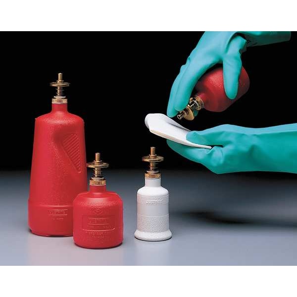 Justrite Dispensing Bottle, 32 oz Capacity, Polyethylene, Red, 4 in Outside Diameter, FM Approved - 14010
