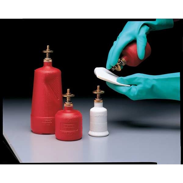Justrite Dispensing Bottle, 32 oz Capacity, Polyethylene, Red, 4 in Outside Diameter, FM Approved - 14010