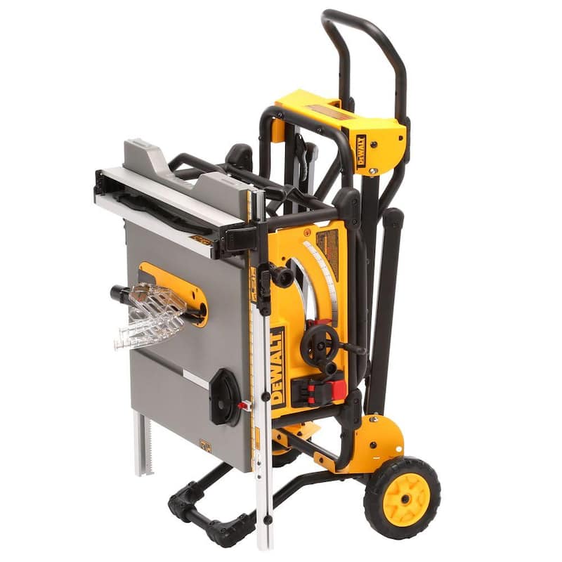 Si la marca del producto no se traduce, el título sería: Sierra de mesa para sitio de trabajo con soporte rodante de 10 pulgadas y cable de 15 amperios - DWE7491RS