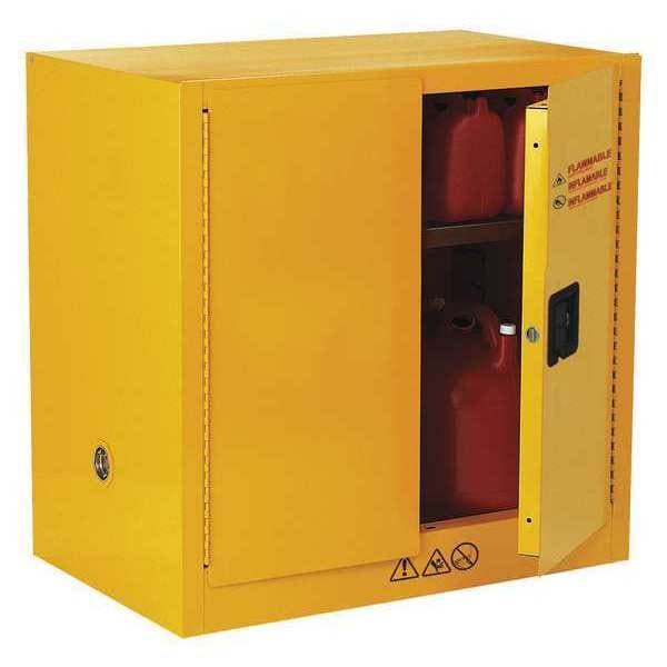 Condor Flammables Safety Cabinet, 22 gal, 1 Shelves, Steel, 35 in W x 35 in H x 22 in D, Yellow - 42X497