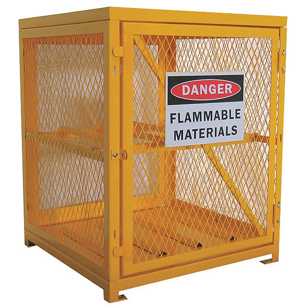 Condor Gas Cylinder Cabinet, 4 Horizontal Cylinder Capacity, Steel, 31 in Width x 35 in Height, Yellow - 5CHL0
