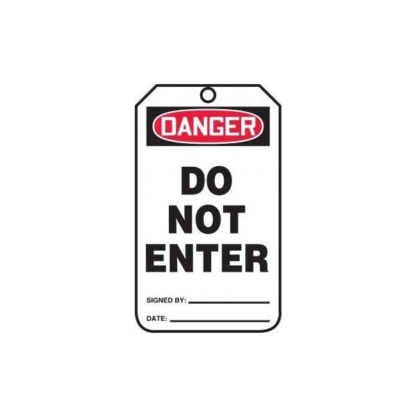 Accuform Safety Tags, DANGER DO NOT ENTER, 8.5inx 3.875in, PF-Cardstock, 25PK - MDT274CTP