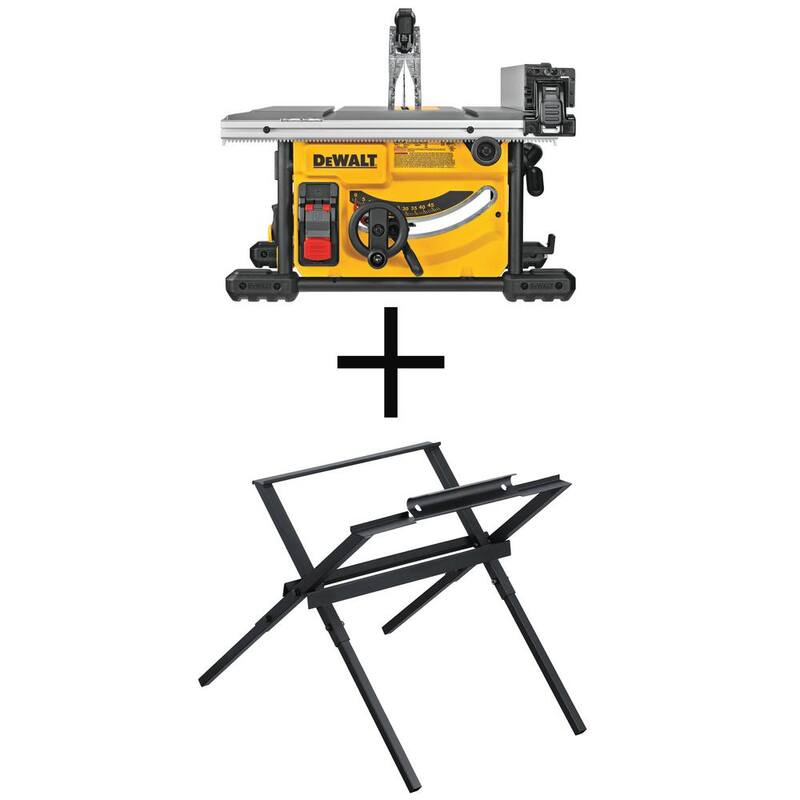 Siendo fiel a la petición de no traducir la marca del producto, el título traducido sería: "Sierra de mesa para sitio de trabajo compacta DEWALT de 15 amperios con soporte para sierra de mesa compacta - DWE7485WDW7451"
