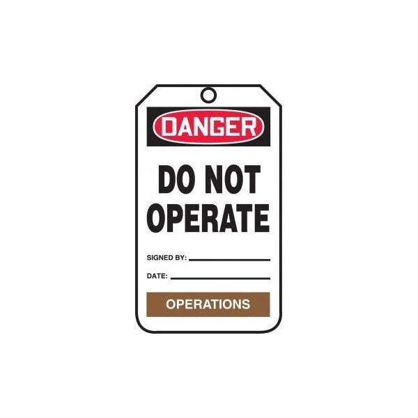 Accuform Safety Tags, DANGER DO NOT OPERATE OPERATIONS, 5.75in x 3.25in, PF-Cardstock, 25PK - TPM110CTP