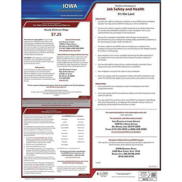 Jj Keller Labor Law Poster, State Labor Law, IA - 100-IA