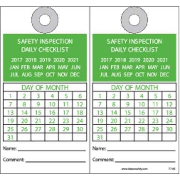 Idesco Safety Equipment Daily Inspection Tag, PK10 - KAT765AC