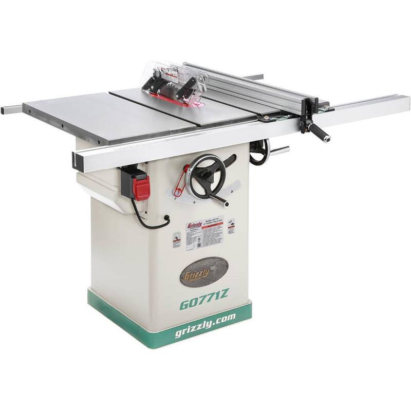 Sierra de mesa híbrida de 10 pulgadas con 2 HP y 120V y cerca en forma de T - G0771Z de Grizzly Industrial.