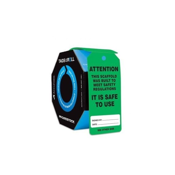 Accuform Tags By-The-Roll, Attention This Scaffold Was Built To Meet Safety, PF-Cardstock, 100/Rl - TAR711
