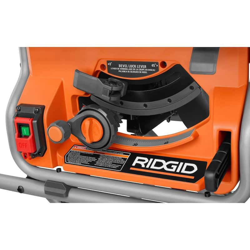 Sierra de mesa portátil para sitio de trabajo profesional RIDGID de 15 amperes y 10 pulgadas (paquete de 2) con soportes rodantes - R4514-2