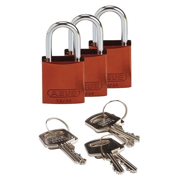 Brady Lockout Padlock, KA, Brown, 1-7/16"H, PK3 - 133285