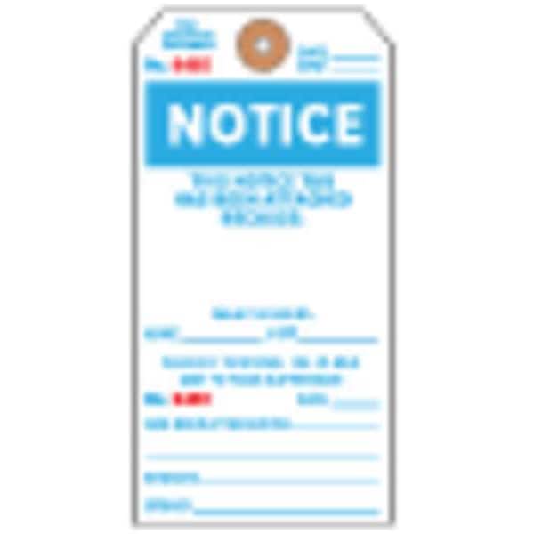 Electromark Notice Tag, Notice, Cardstock, 2 7/8 in Width, 5 3/4 in Height, , 100 PK - Y602698