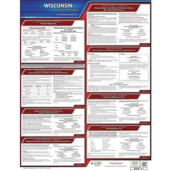 Jj Keller Labor Law Poster, State Labor Law, WI - 100-WI