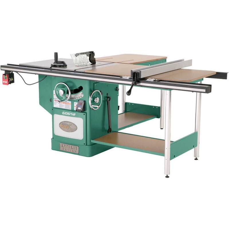 Si no debes traducir la marca del producto, el título en español sería: Sierra de mesa de gabinete pesada de 10 pulgadas y 5 HP de Grizzly Industrial - G0652