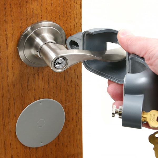 Prime-Line Lock-Out Device Handle Lock, Key to Block Access to Keyhole, Round Doorknobs Max Dia. 2-7/8in - S 4181