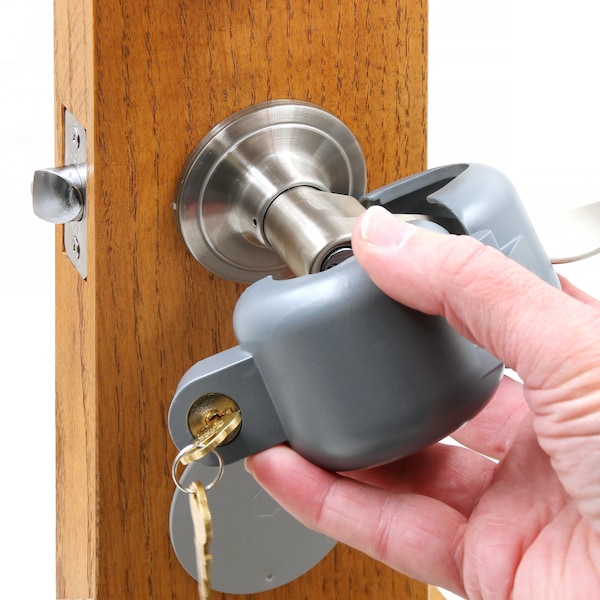 Prime-Line Lock-Out Device Handle Lock, Key to Block Access to Keyhole, Round Doorknobs Max Dia. 2-7/8in - S 4181