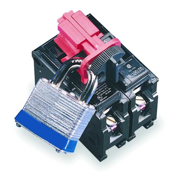 Brady Multi-Pole Breaker Lockout, Clamp-On, 120/277V AC, Red, Pack 6 - 66320