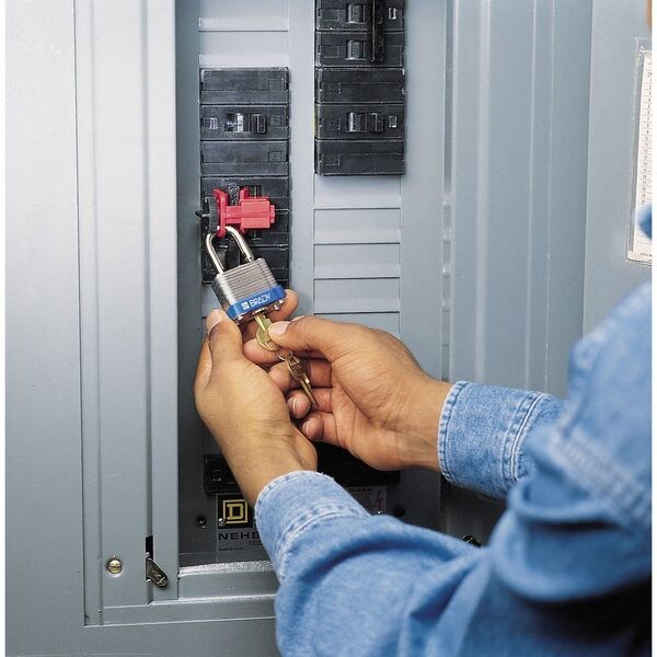 Brady Multi-Pole Breaker Lockout, Clamp-On, 120/277V AC, Red, Pack 6 - 66320