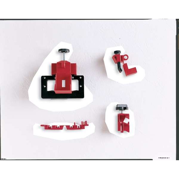 Brady Multi-Pole Breaker Lockout, Clamp-On, 120/277V AC, Red, Pack 6 - 66320