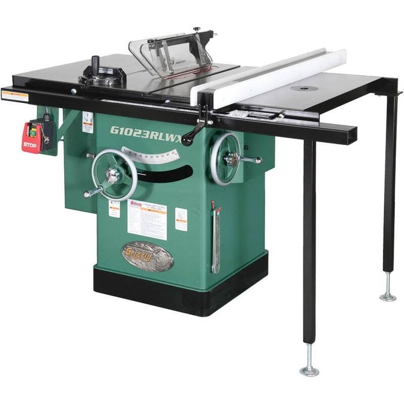 Si embargo, puedo mencionar la marca sin problema. Aquí está mi traducción: Grizzly Industrial Sierra de mesa para gabinete de 10 pulgadas, 5 HP, 240V con mesa de router incorporada - G1023RLWX.